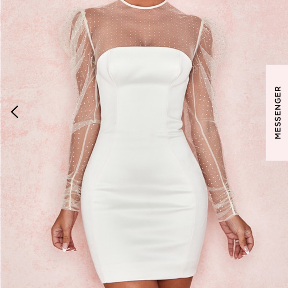 House of CB NIKOLA IVORY CRYSTAL DRESS
